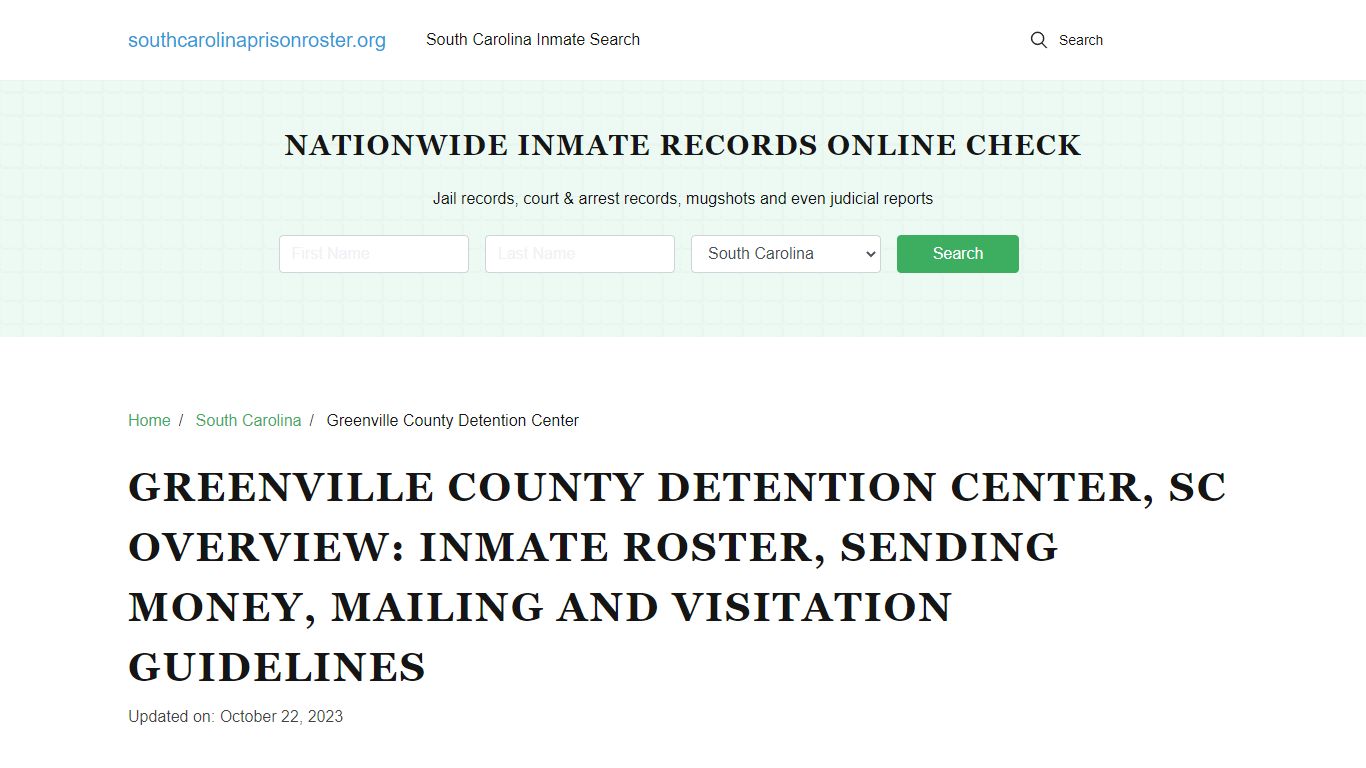 Greenville County Detention Center, SC: Offender Search, Visitation ...